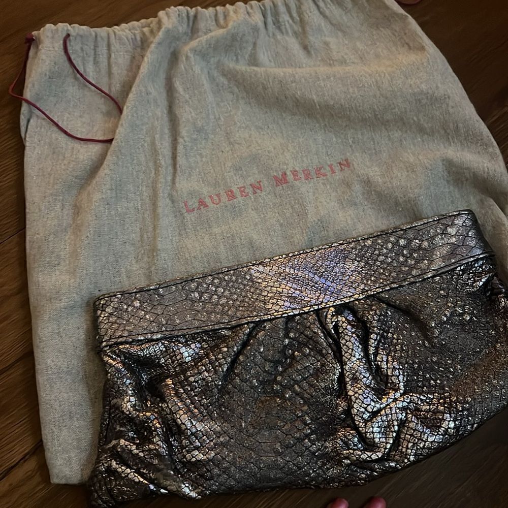 Lauren Merkin Clutch Bag - Beautiful with Dust Bag Metallic Clutch